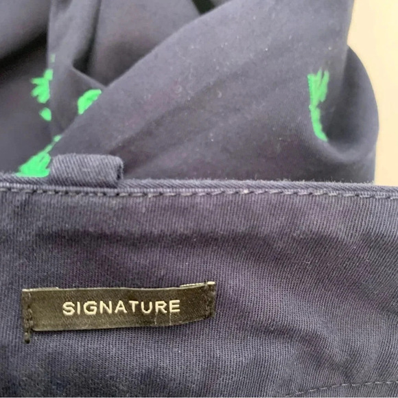 Talbots Signature Pants Size 2 Navy Blue Embroidered Green Palm Trees Novelty - Picture 8 of 13